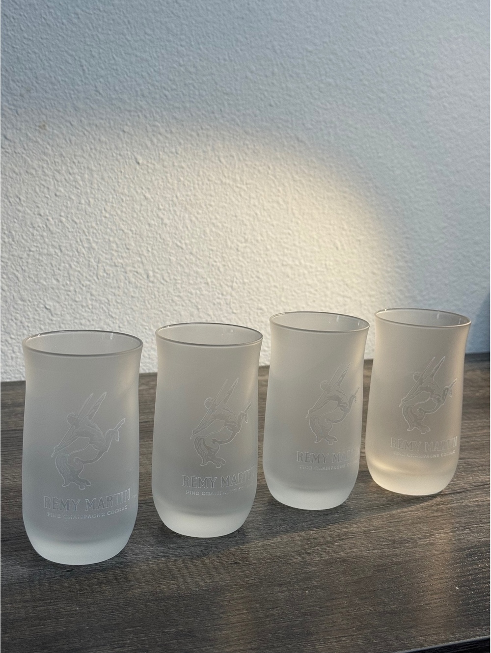 Remy Martin Fine Champagne Cognac Frosted Glasses Set of 4 7 oz Vintage
